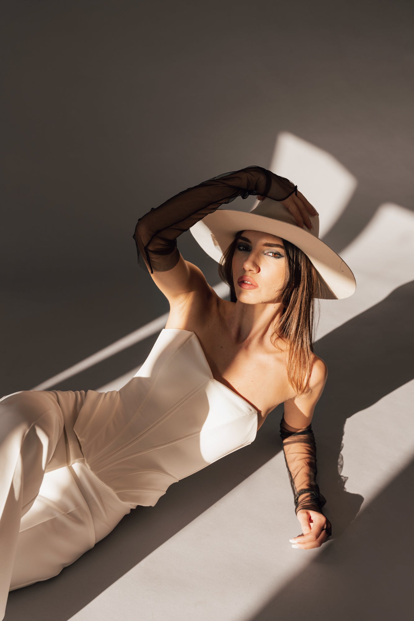 Sculptural white corset