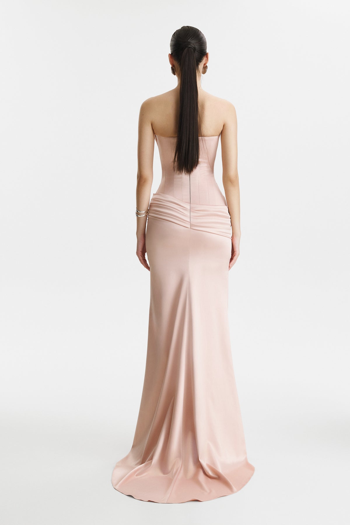 Rochie lunga tip corset cu decolteu in V