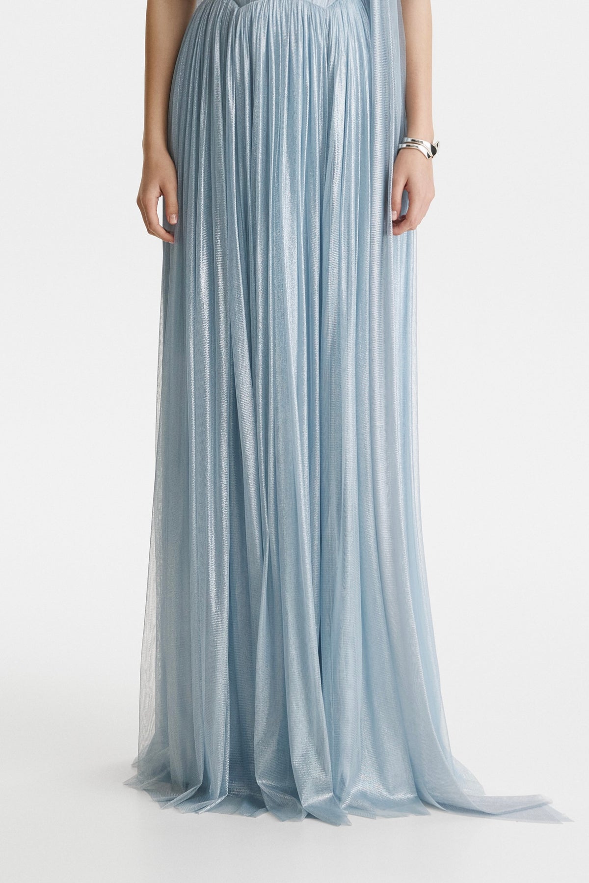 Rochie lunga din matase naturala baby blue