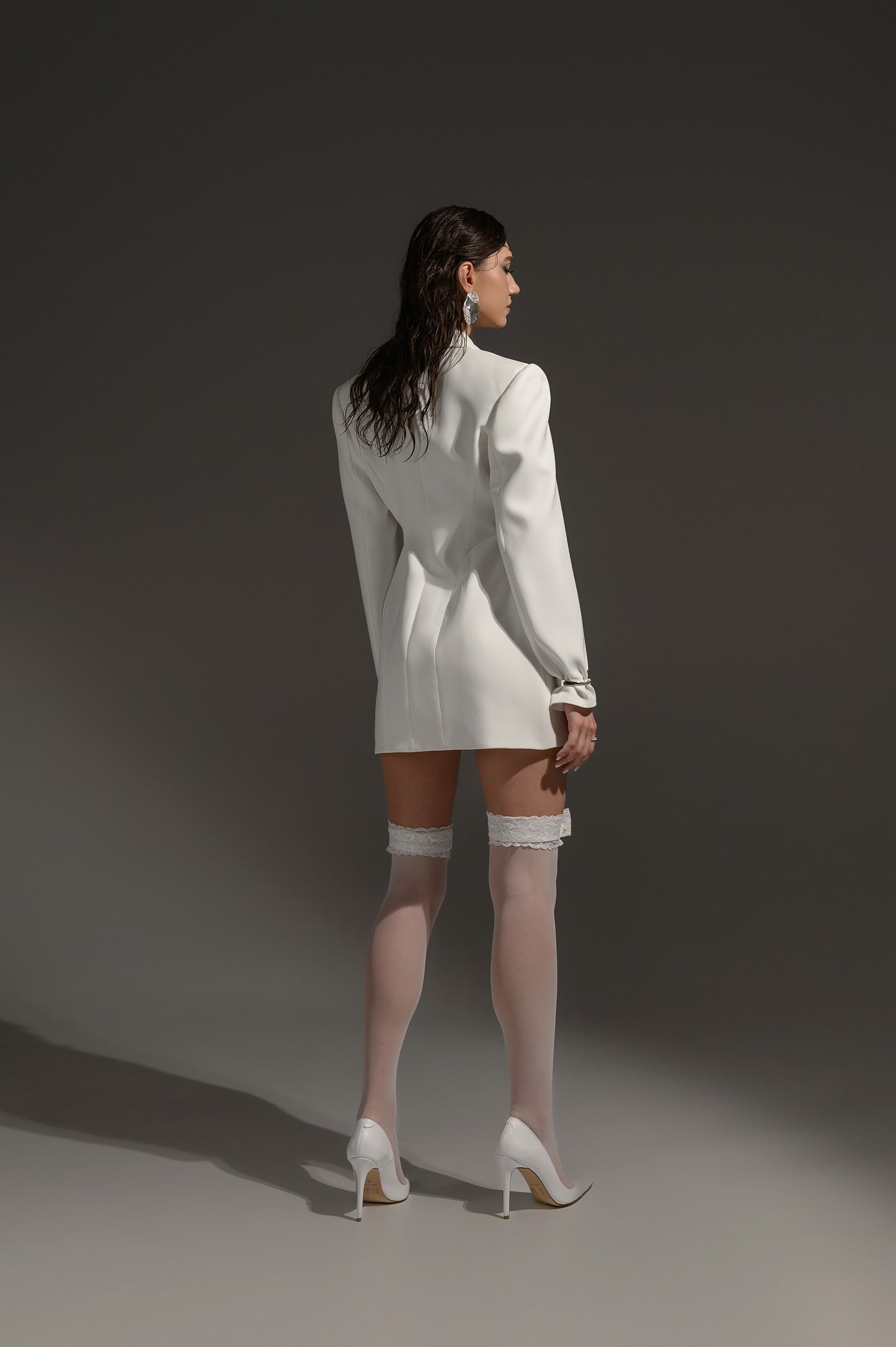 Asymmetric, Structured Dress-Style Blazer