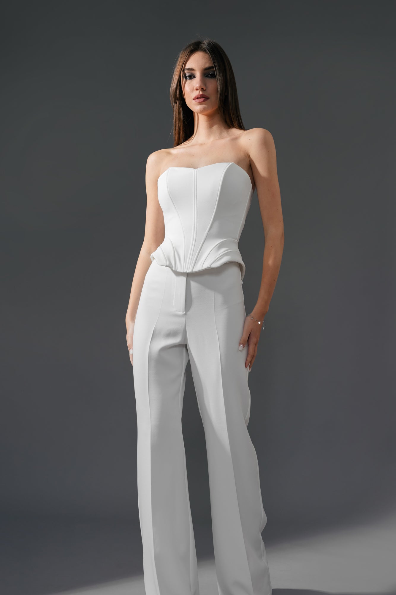 White sculptural deux-piece