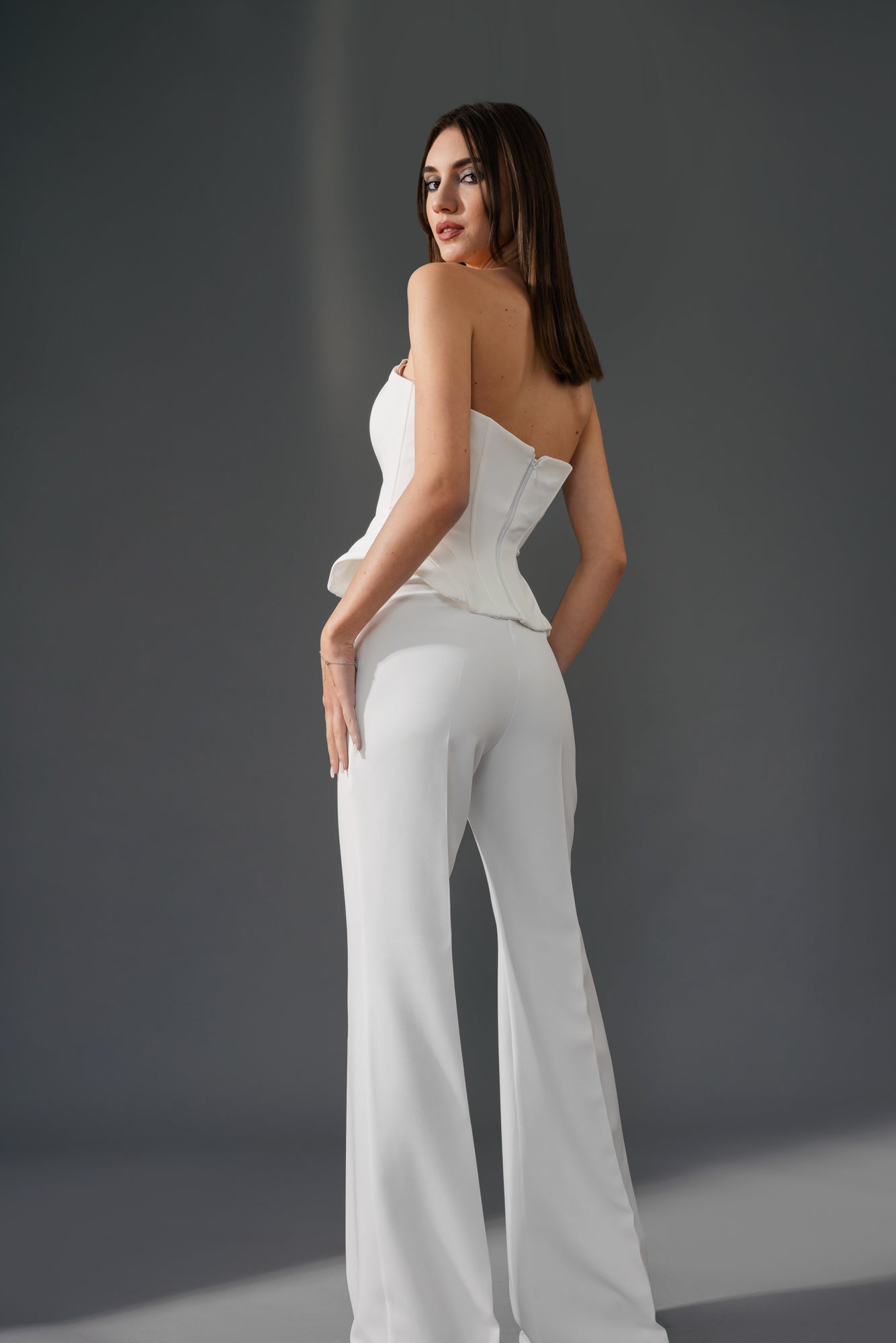 White sculptural deux-piece