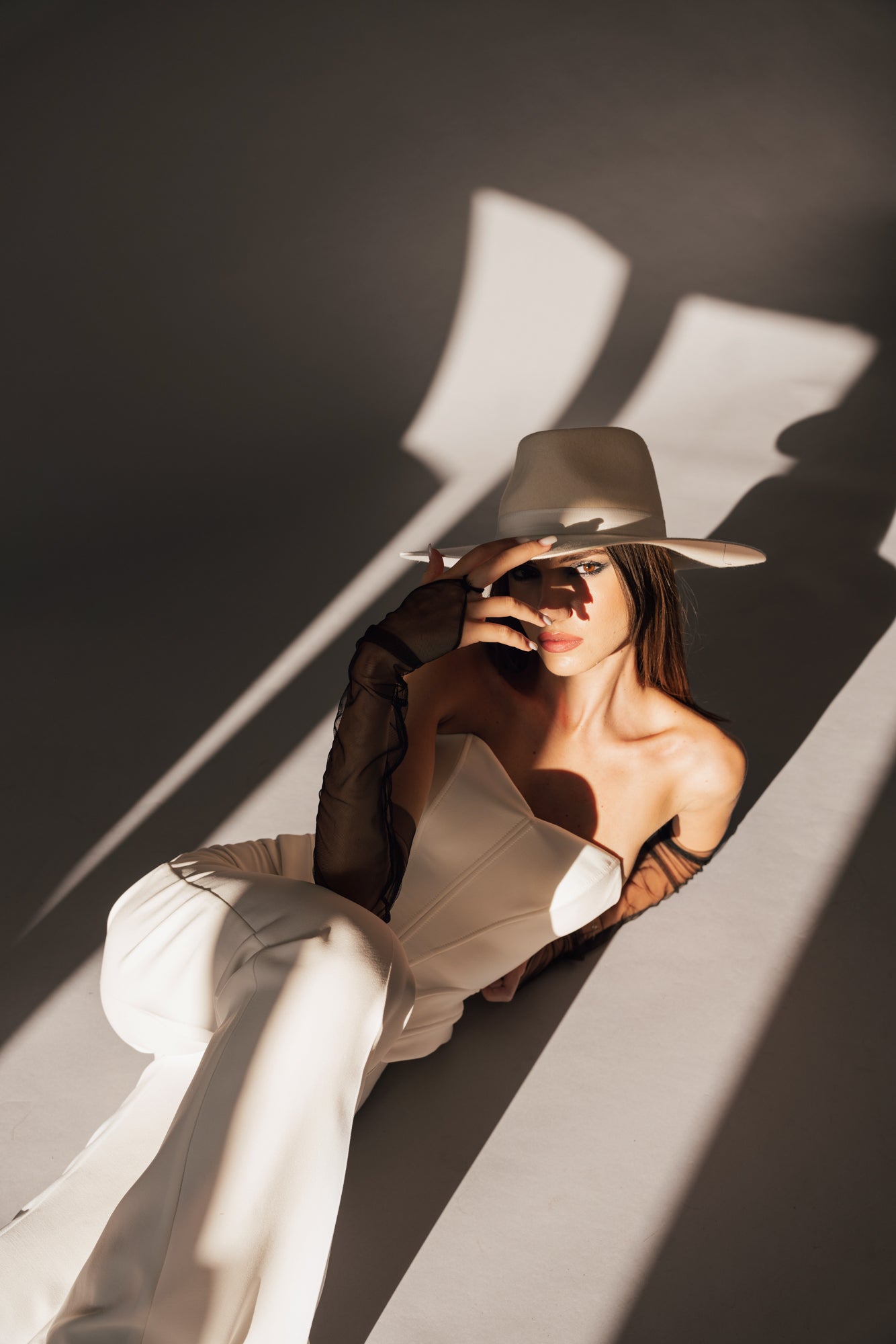 White sculptural deux-piece