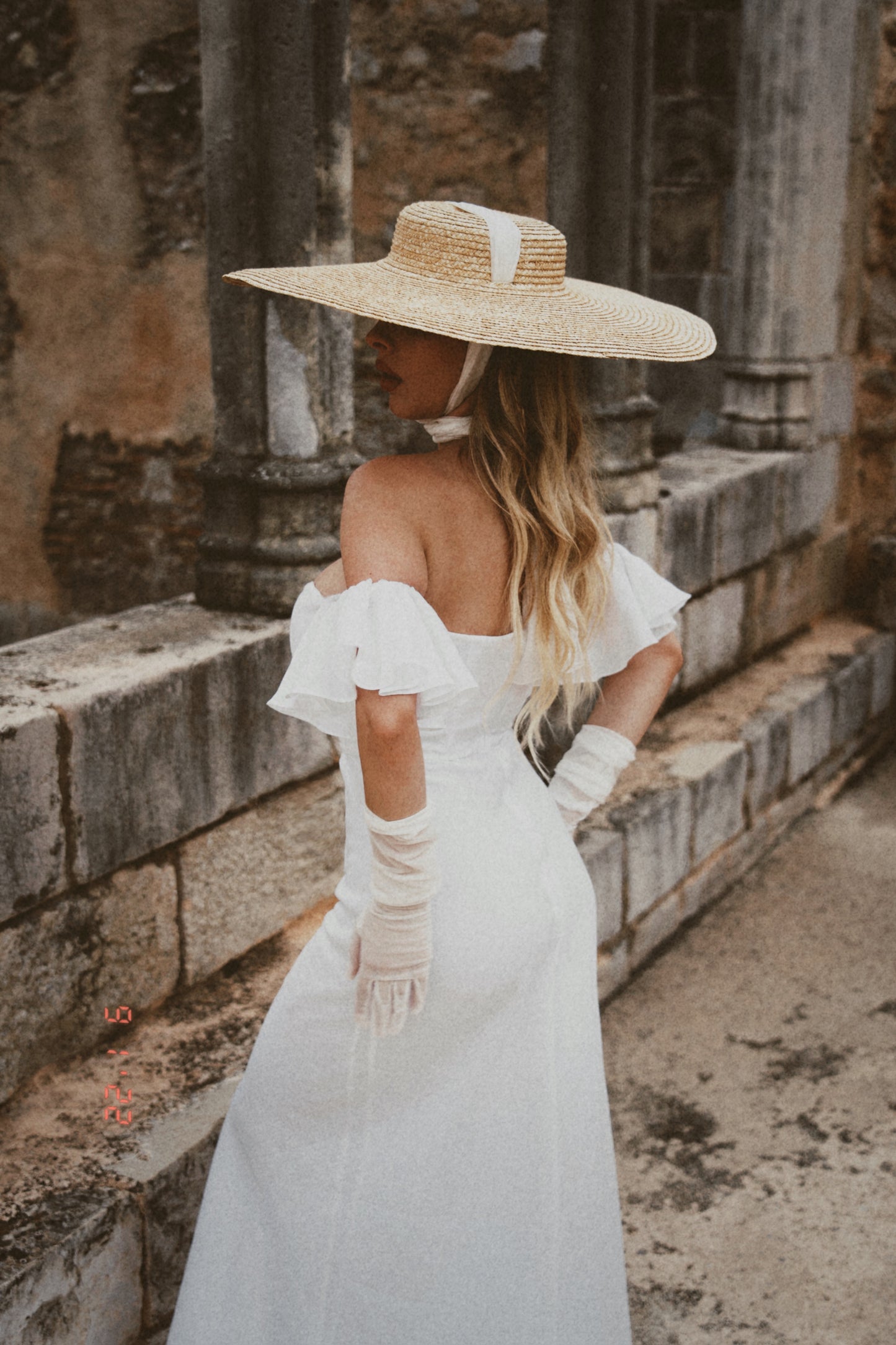 White linen midi dress