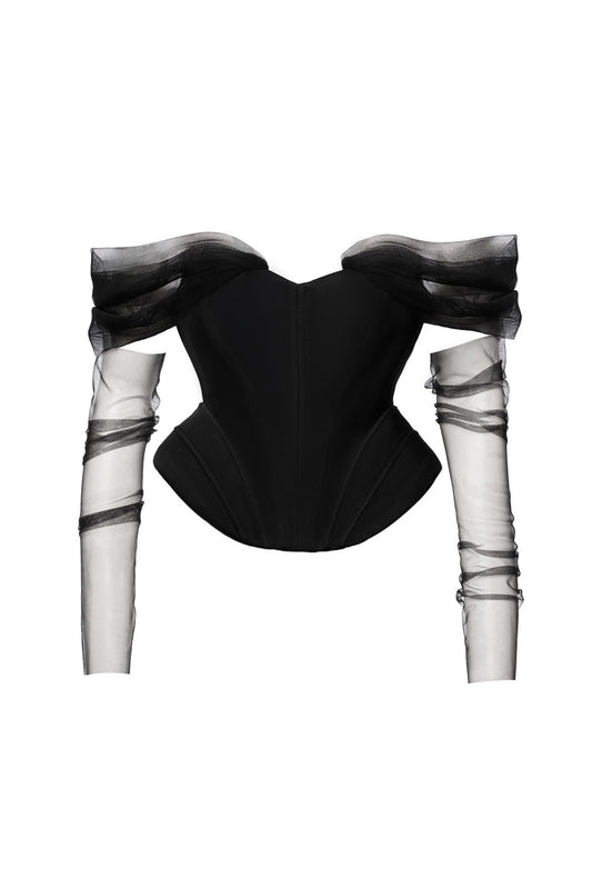 Corset negru cu tulle