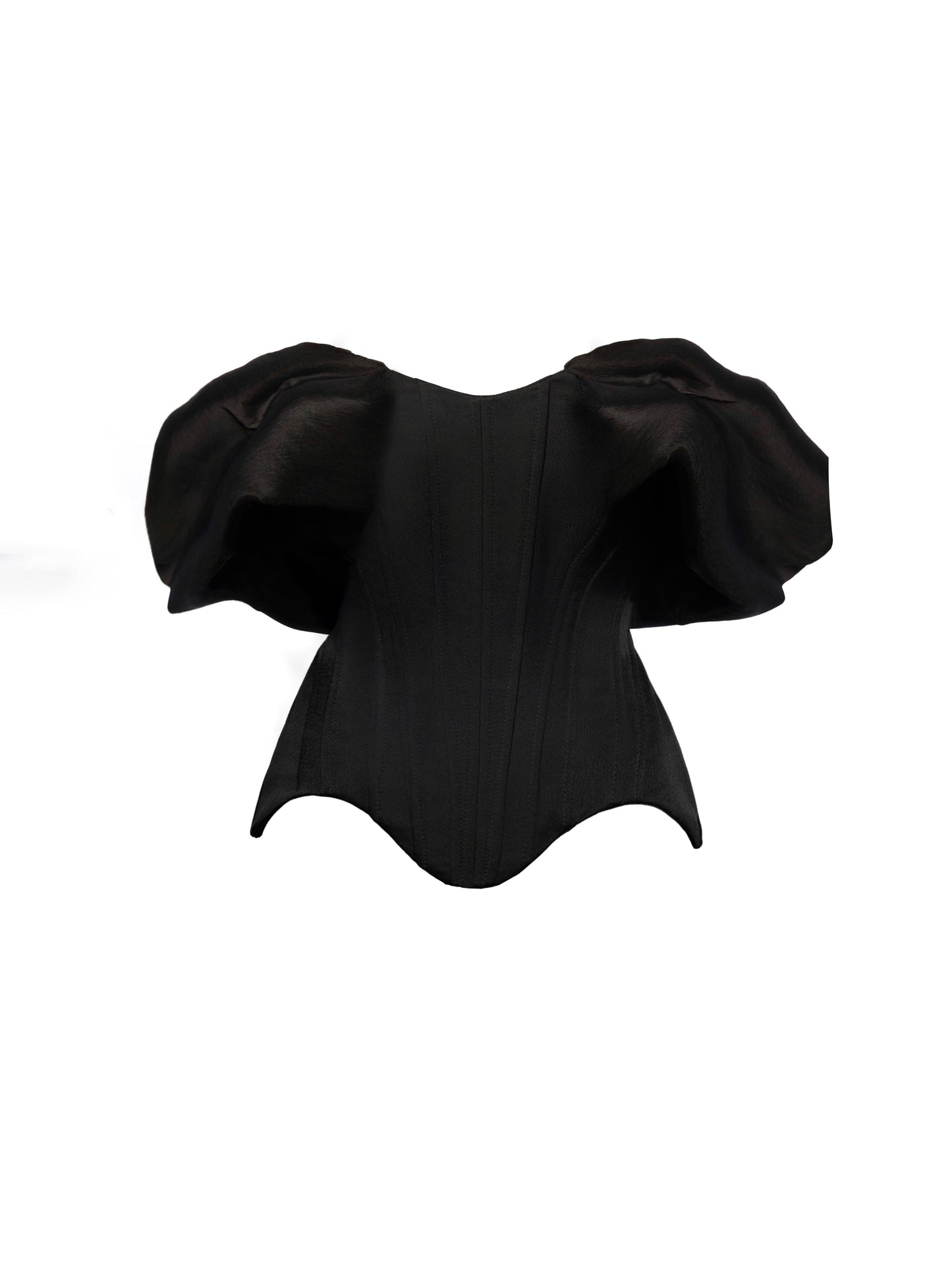 Corset negru cu maneci bufante