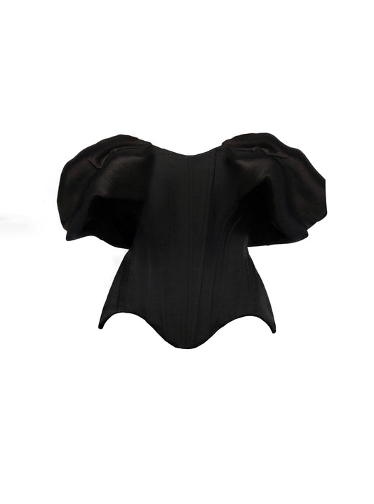 Corset negru cu maneci bufante