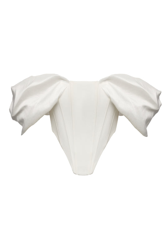 Corset alb cu decupaj in talie