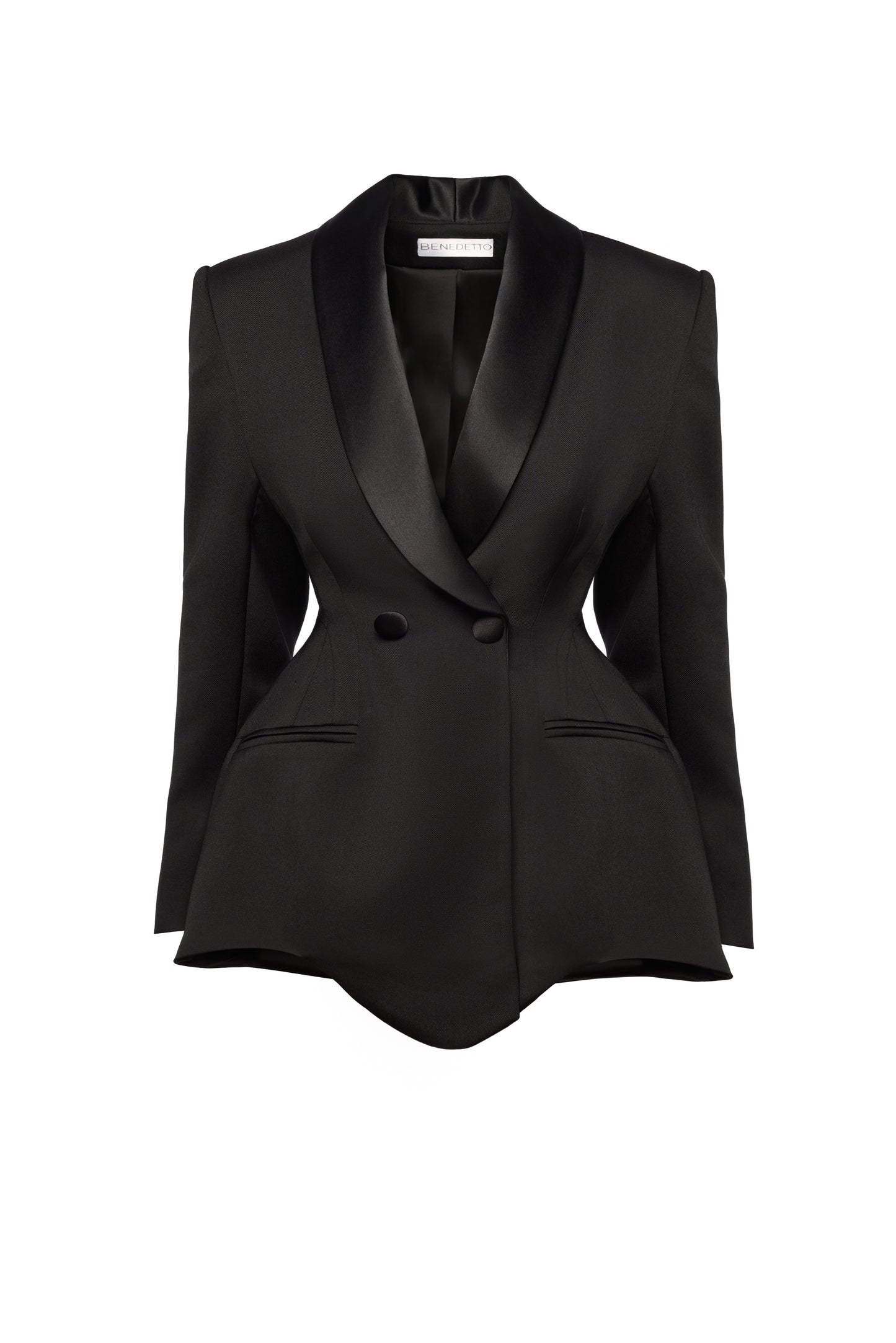 Sacou negru tip rochie asimetric