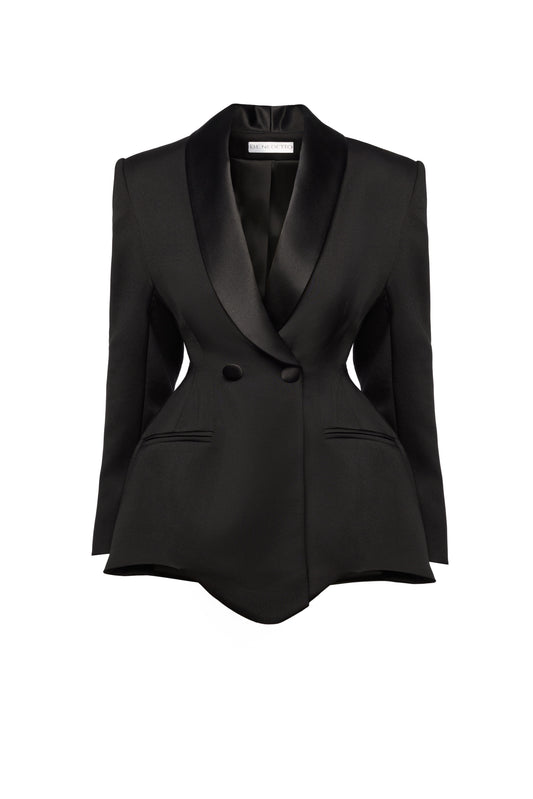 Sacou negru tip rochie asimetric