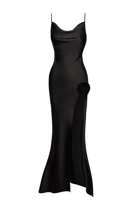 Silk Gown With Flower Brooch 