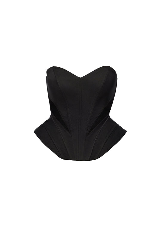 Corset negru cu detaliu tulle