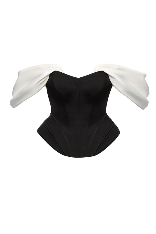 Corset negru cu detaliu alb