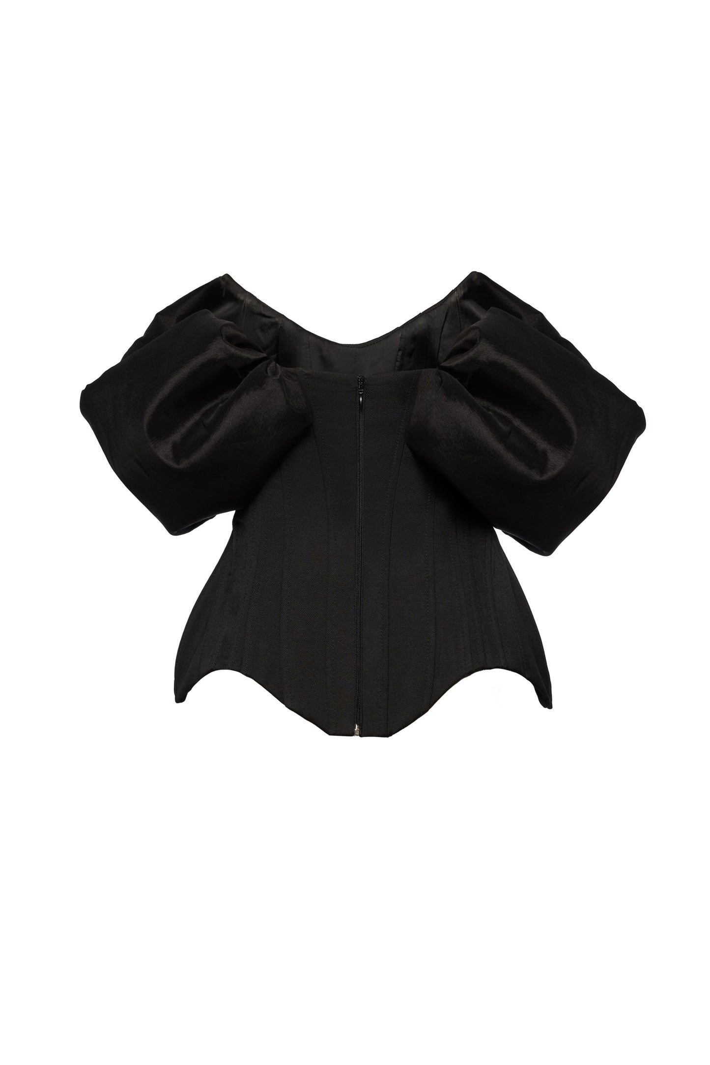 Corset negru cu maneci bufante