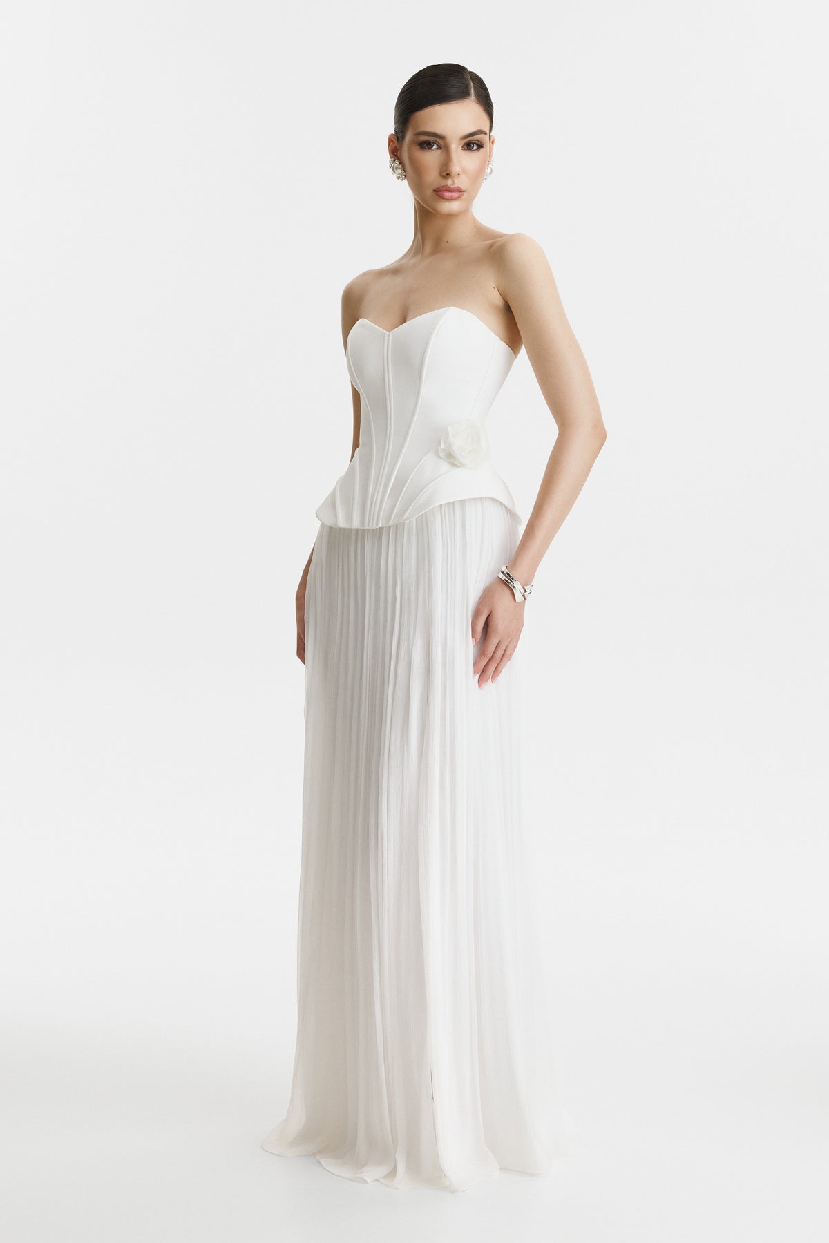 Two-Piece White Corset Wedding Dress