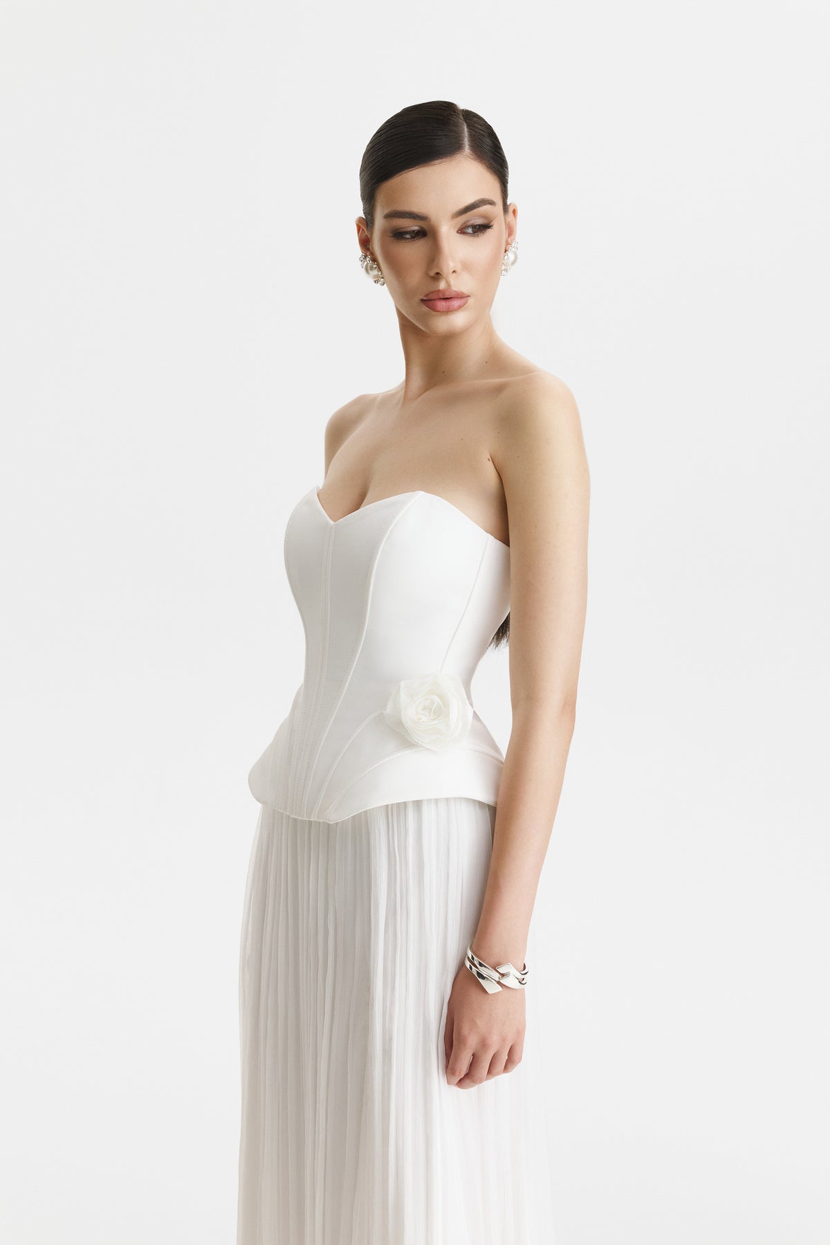 Two-Piece White Corset Wedding Dress