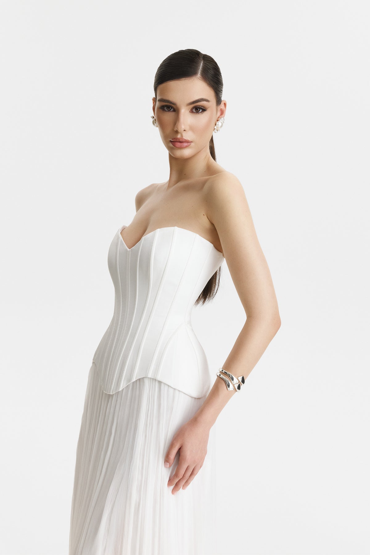 Two-Piece White Corset Wedding Dress