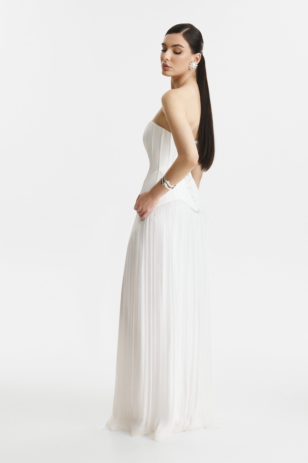 Two-Piece White Corset Wedding Dress