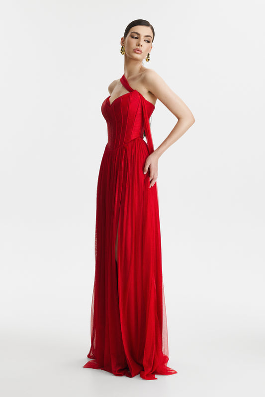 Silk Cutout Backless Gown