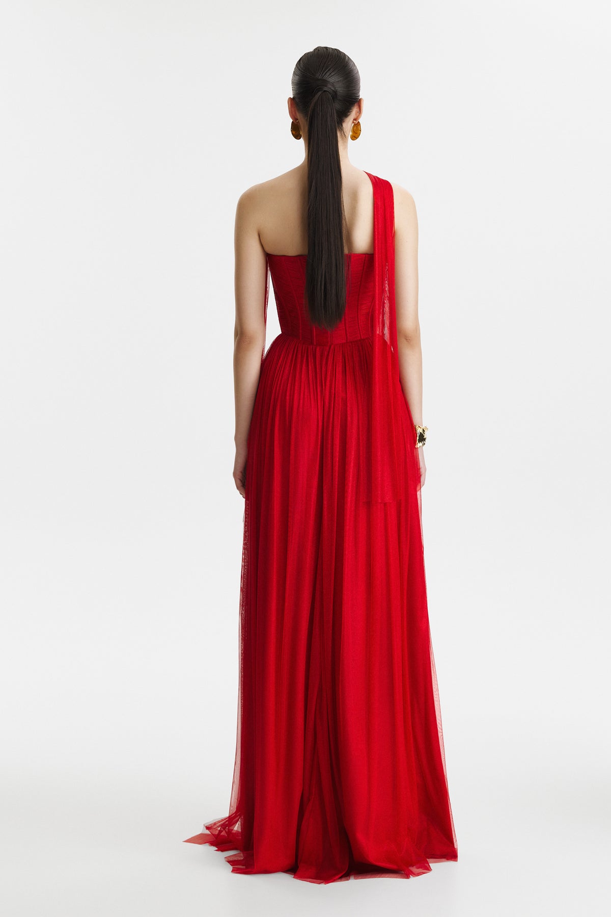 Rochie lunga din matase naturala rosie