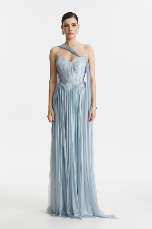 Silk Cutout Backless Gown