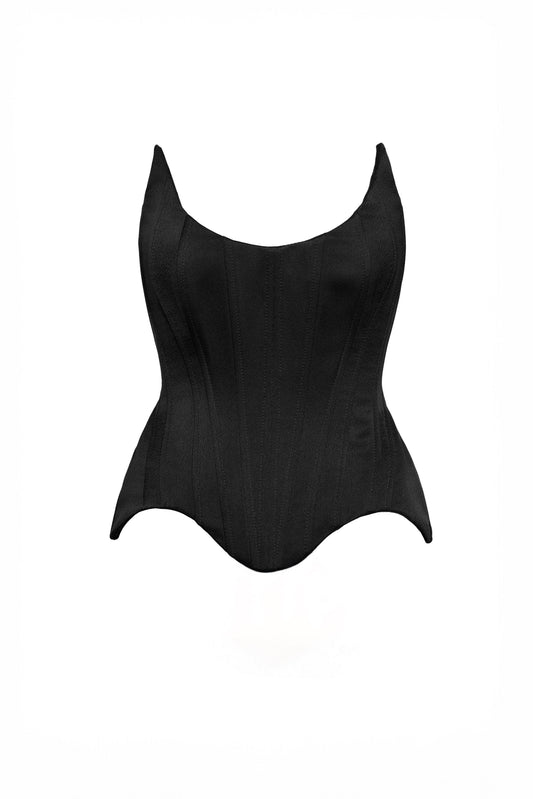 Corset negru cu bust tip V