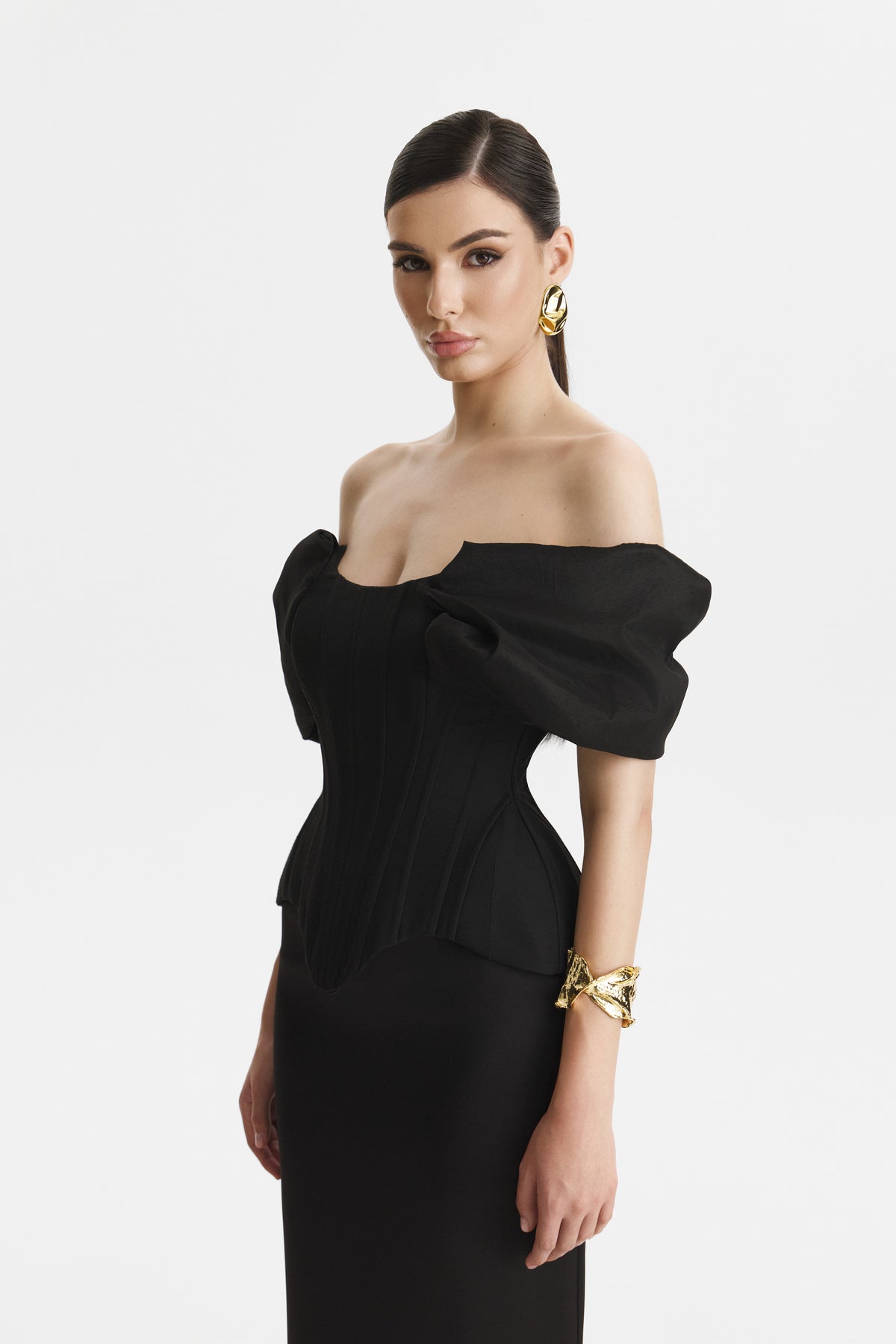 Black Virgin Wool And Silk Corset